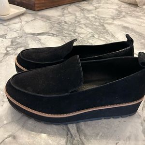 Eileen Fisher Ells Black suede platform loafers shoes 7.5